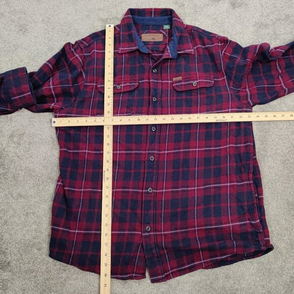 Orvis Men's Button Down Flannel Shirt in Red Blue Size XL 100% Cotton Christmas - Picture 7 of 10